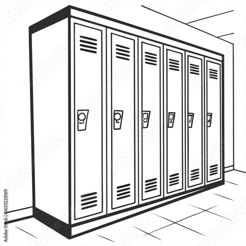 Minimal black and white vector of school lockers




