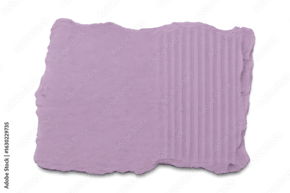 Obraz premium Purple ripped cardboard piece with visible texture, isolated on transparent background, creating a textured and layered effect