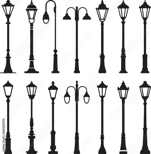 A set of street lamps is a vector illustration of kitchen silverware