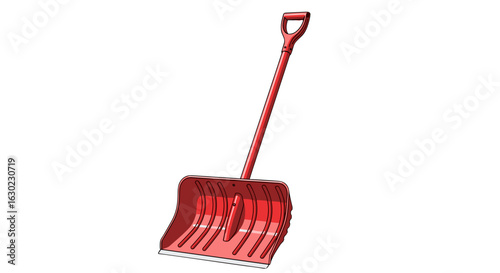 Red Snow Shovel for Winter Clearing Efforts Isolated on Transparent Background for Design