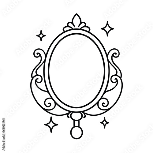 fairy tale magic mirror design on white background
