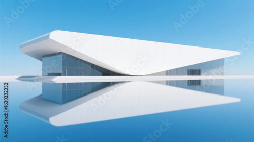Modern Architectural Structure with Reflective Surface