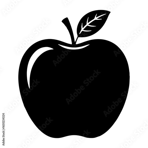  A sleek black apple silhouette vector illustration