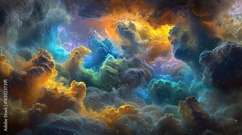 Wallpaper Mural Vibrant Cosmic Nebula with Swirling Gas and Dust, Hyperrealistic Cinematic Render
 Torontodigital.ca