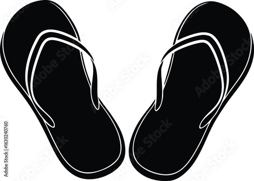  flip flop shoes silhouette vector icon