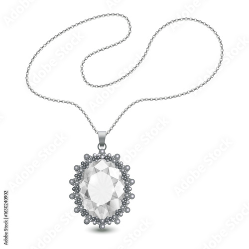 silver necklace with diamonds
