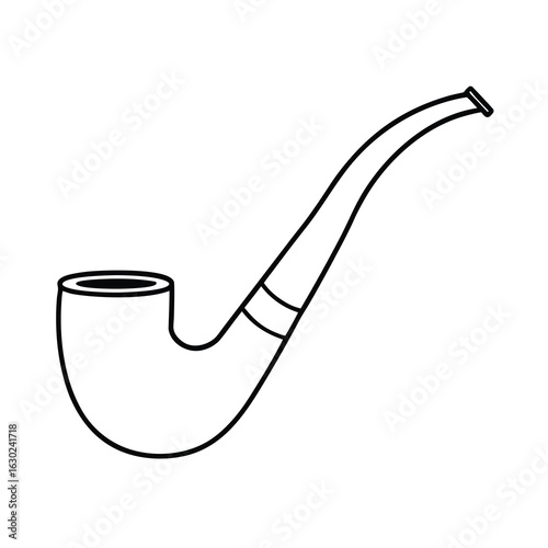vintage tobacco pipe outline vector on white background 