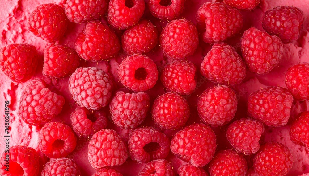 Fresh raspberries on pink surface Fresh raspberries on pink surface
