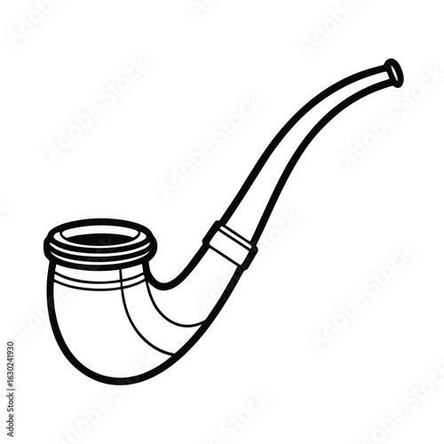 vintage tobacco pipe outline vector on white background 