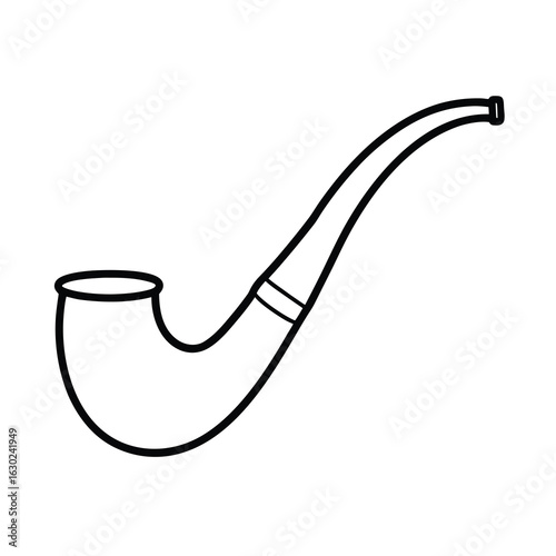 vintage tobacco pipe outline vector on white background 