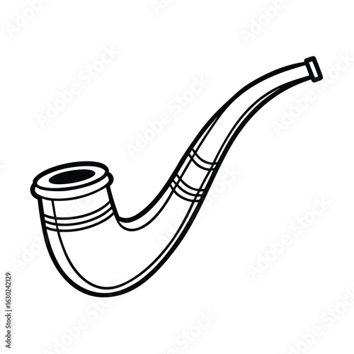 vintage tobacco pipe outline vector on white background 