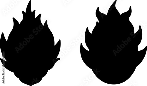 Black dragon fruit silhouette set, Set of dragon fruit, dragon fruit collections, Vector of dragon fruits, dragon fruit silhouette, dragon fruit isolated on white background