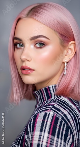 Pink Hair Woman Portrait