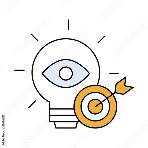 Vision Icon. Eye and Target, Strategic Planning and Clarity. Vector Illustration.