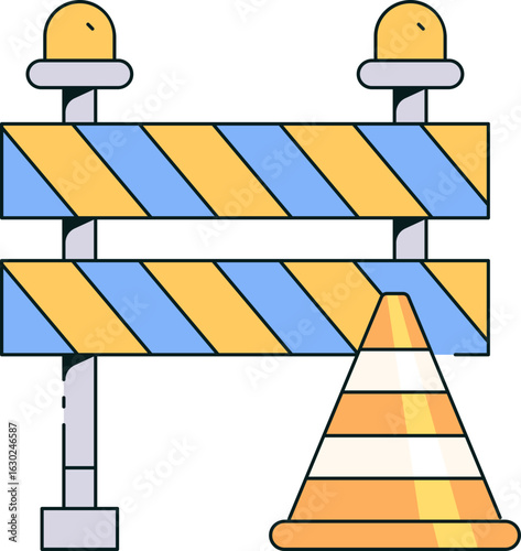 Road Barrier Illustration Icon