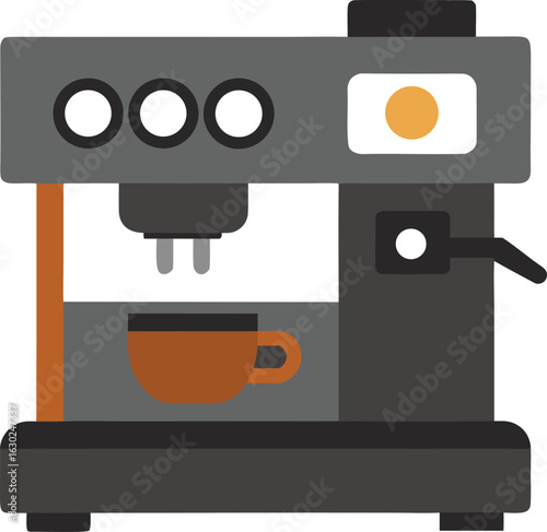 Espresso machine icon on white background, coffee maker symbol, espresso brewer graphic, minimalistic coffee machine illustration for web, app, and design projects, isolated icon