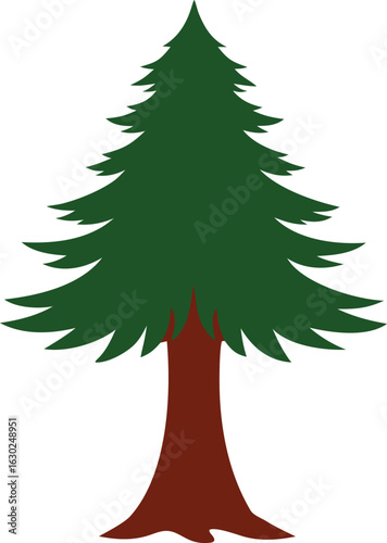 Coast Redwood Tree on White Background, Tall Redwood Forest, Nature, Evergreen, Isolated Tree, Wilderness, Greenery, Woodlands, Environmental, Scenic, Outdoor, Plant, Bark, Trunk