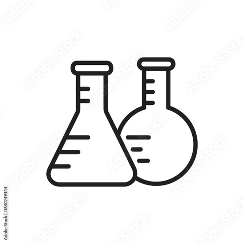 Laboratory flasks line icon. Chemistry lab equipment vector symbol.
