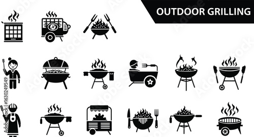 Explore outdoor grilling options with this icon collection