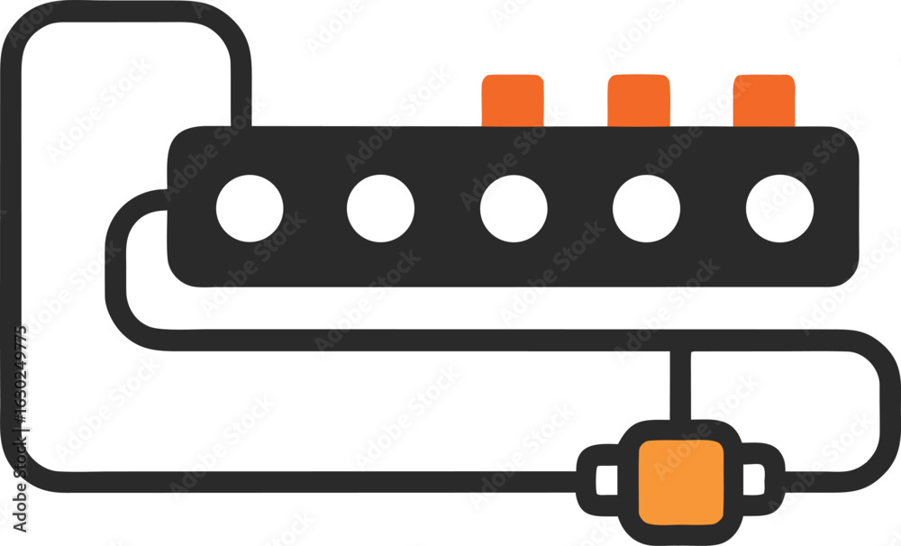 Fototapeta premium Cable organizer icon on white background, tidy cable management, cord holder symbol, neat wiring illustration, cable clip vector, tech accessory icon for clean desk setup