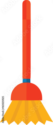 Clean broom icon on white background, household cleaning tool symbol, simple flat design vector, janitorial equipment illustration, minimalistic broomstick graphic for cleaning concepts