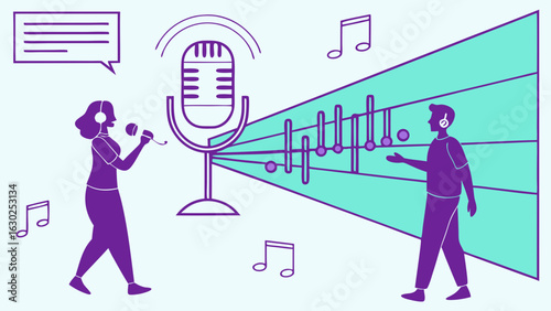 Two People Engaging in Music and Audio Production.