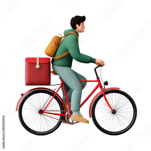 delivery man riding red bike with package clip art preview