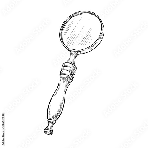 magnifying glass vector line art hand drawn illustration