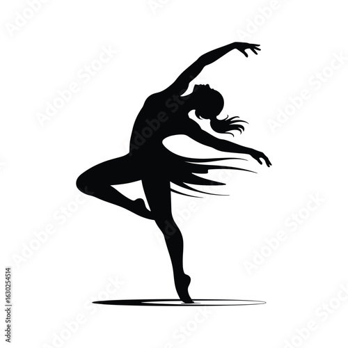 Graceful dancer silhouette in dynamic pose
