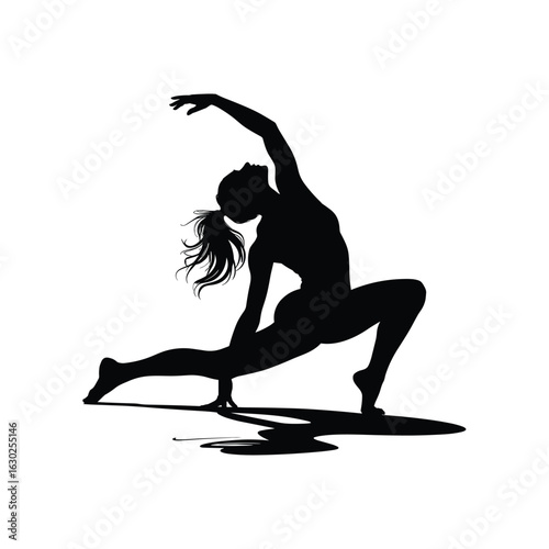 Silhouette of a woman performing a graceful yoga pose
