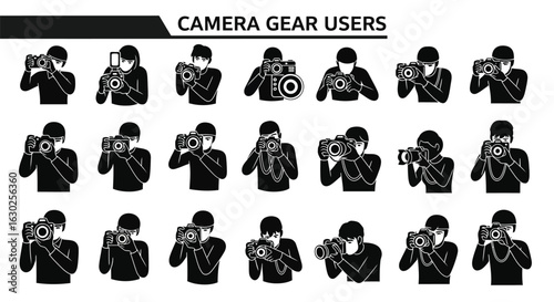 Diverse people actively capturing moments with cameras