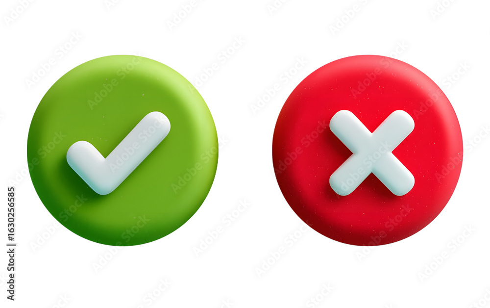 Fototapeta premium Green right icon and red wrong icon