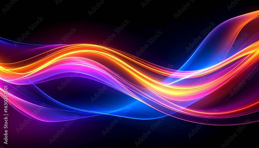 Obraz premium Abstract background with colorful glowing curves, vibrant light effect