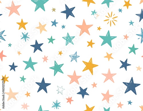 Colorful star pattern on white background