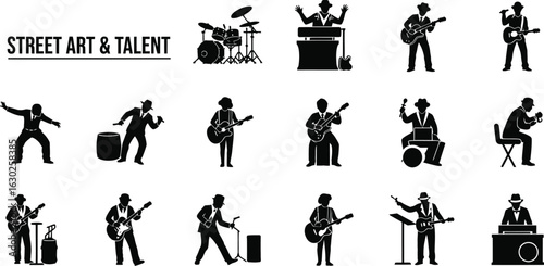 Dynamic musical performers showing talent on street stage art