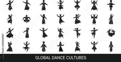 Celebrate global cultures with traditional dances silhouette art