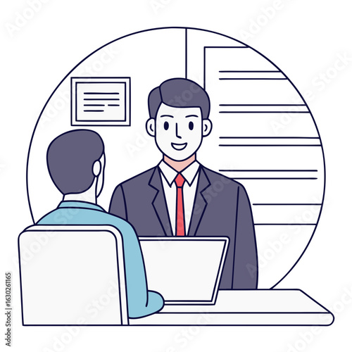 Job interview with two men business meeting recruitment