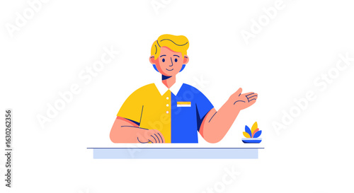 Hotel Concierge Greeting Guest Flat Vector Illustration
