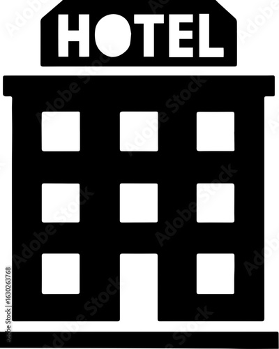 Download this high-quality hotel icon vector, perfect for travel apps, booking websites, and hospitality branding. Featuring a clean, scalable design, this icon is ideal for digital and print use.