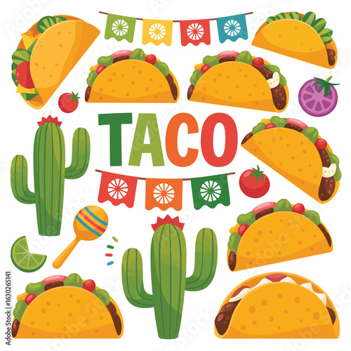 Vector illustration of Delicious Tacos: Fiesta Food Illustration