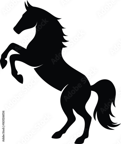 Rearing Horse Silhouette Vector Logo Design
