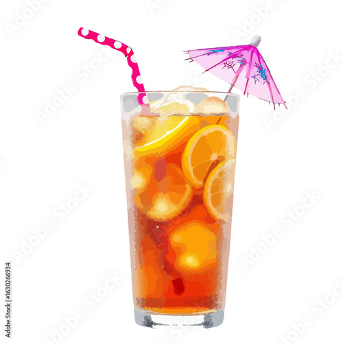 Refreshing glass of iced tea served with lemon and ice cubes, perfect for summer vibes, healthy beverage concepts, outdoor refreshment scenes, cafe menus, cooling drinks, and lifestyle imagery represe