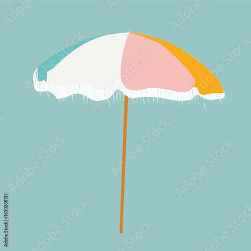 beach umbrella.Beach sunshade for summer rest. Striped Sun umbrella.