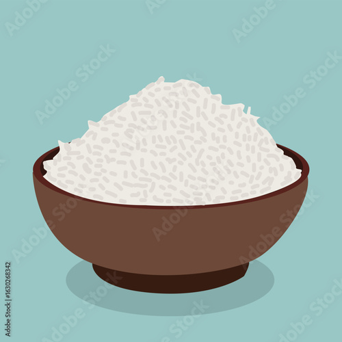 rice in a bowl.Bowl of rice vector illustration 