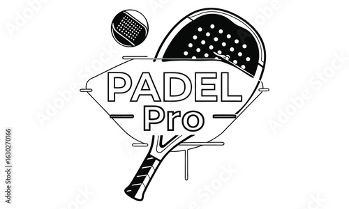 Padel Tennis Logo with Crossed Rackets and a Ball