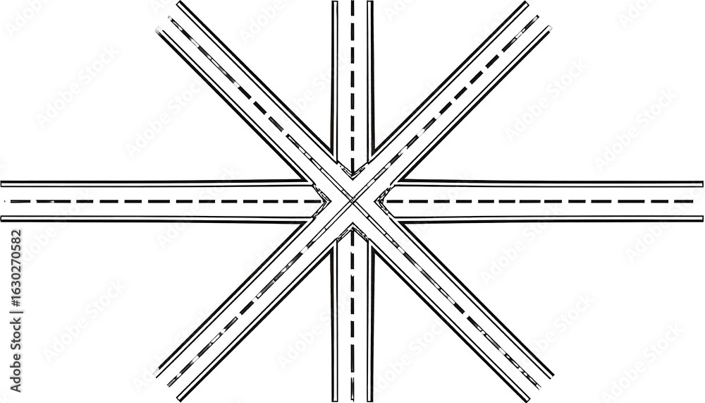 Obraz premium Eight-way road intersection diagram