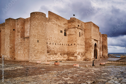 Ribat of monastir, a historical landmark overlooking the mediterranean sea in tunisia
