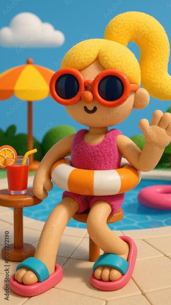 Obraz premium Playful summer poolside fun.