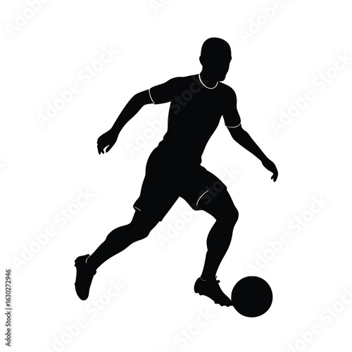 silhouette vector Vector silhouette of  Sprinting with Ball Pose--  Soccer Action Pose