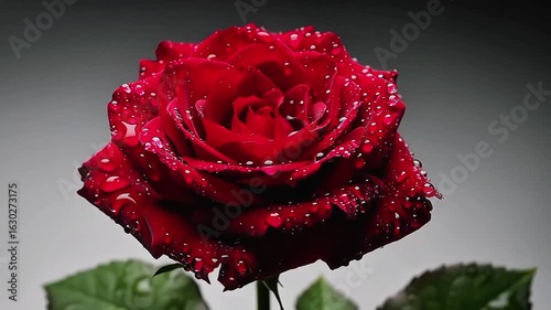 Red Rose with Water Droplets